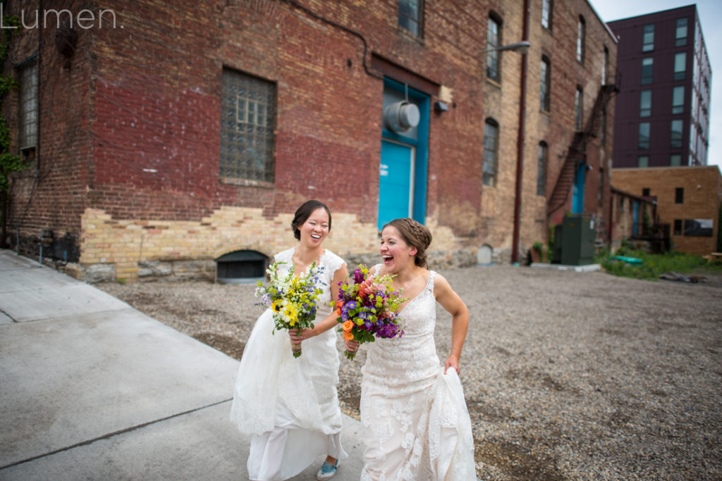 lumen, photography, adventurous, minneapolis, minnesota, minneapolis event center wedding photos, gay wedding, brides